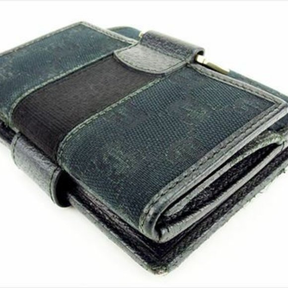 Gucci Wallet Purse Glogos Black Canvas Leather Woman unisex Authentic Used C3345 - Picture 7 of 9